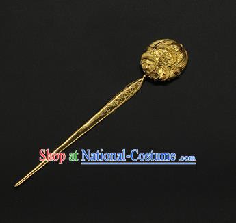 China Court Hair Accessories Traditional Handmade Hairpin Ancient Song Dynasty Golden Hair Stick