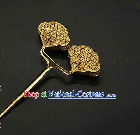 China Traditional Handmade Hairpin Ancient Song Dynasty Golden Hair Stick Court Hair Accessories