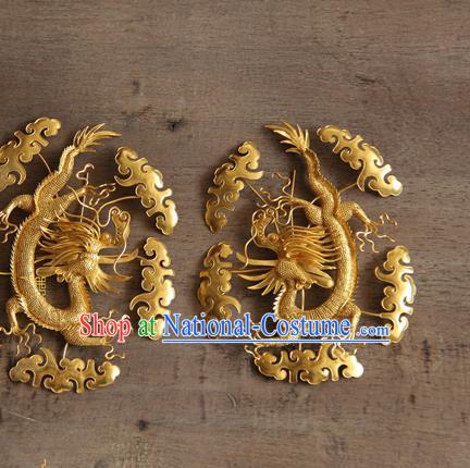 China Ancient Court Woman Hairpin Traditional Qing Dynasty Hair Accessories Handmade Golden Hair Claws