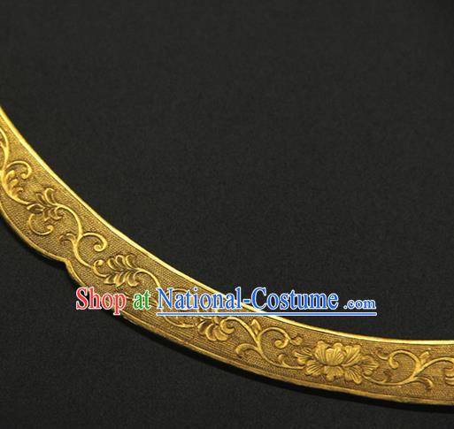 China Ancient Palace Lady Necklace Jewelry Handmade Ming Dynasty Princess Golden Necklet