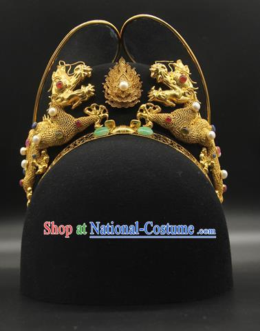 China Ancient Emperor Black Hat Handmade Ming Dynasty Imperial Lord Headwear