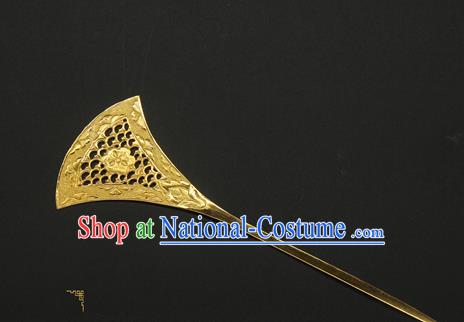 China Handmade Golden Hairpin Traditional Tang Dynasty Hair Stick Ancient Court Empress Hair Accessories