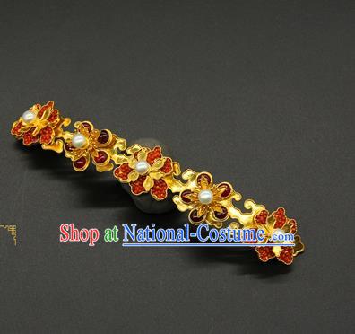 China Ming Dynasty Gems Plum Blossom Hair Stick Ancient Court Hair Accessories Traditional Handmade Empress Hairpin