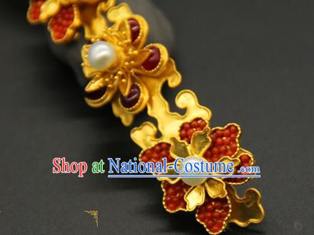 China Ming Dynasty Gems Plum Blossom Hair Stick Ancient Court Hair Accessories Traditional Handmade Empress Hairpin