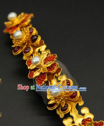 China Ming Dynasty Gems Plum Blossom Hair Stick Ancient Court Hair Accessories Traditional Handmade Empress Hairpin