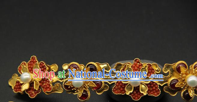 China Ming Dynasty Gems Plum Blossom Hair Stick Ancient Court Hair Accessories Traditional Handmade Empress Hairpin