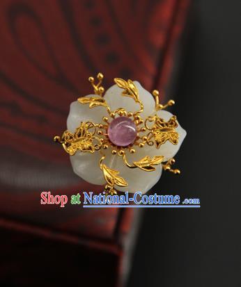 China Ming Dynasty Hair Stick Ancient Princess Hair Accessories Traditional Handmade Court Golden Butterfly Jade Plum Hairpin