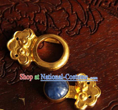 China Ming Dynasty Gilding Button Handmade Ancient Empress Costume Golden Buckle