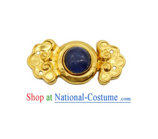 China Ming Dynasty Gilding Button Handmade Ancient Empress Costume Golden Buckle