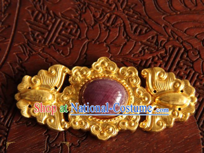 China Handmade Ancient Empress Costume Golden Buckle Ming Dynasty Gilding Butterfly Button