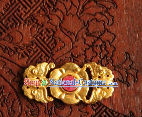 China Handmade Ming Dynasty Snap Fastener Gilding Button Ancient Costume Golden Buckle