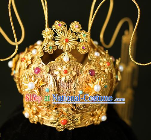 China Traditional Ming Dynasty Hair Crown Wedding Hair Accessories Handmade Ancient Empress Tassel Phoenix Coronet