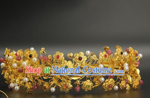 China Traditional Handmade Ancient Empress Hairpin Hair Accessories Ming Dynasty Queen Gems Hair Crown