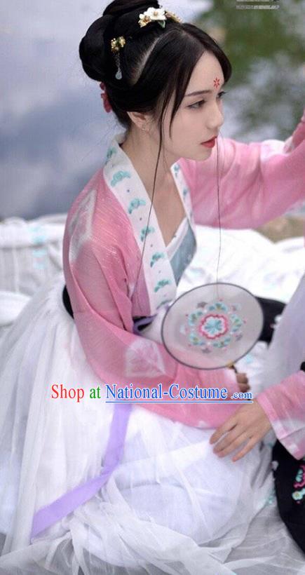 China Ancient Country Girl Historical Clothing Traditional Tang Dynasty Young Lady Hanfu Dress Garment