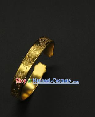 China Handmade Tang Dynasty Princess Golden Bracelet Ancient Palace Lady Jewelry