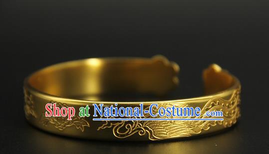 China Handmade Tang Dynasty Princess Golden Bracelet Ancient Palace Lady Jewelry