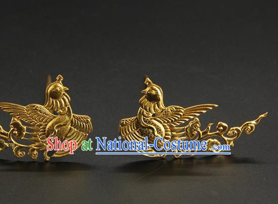 China Traditional Handmade Court Golden Hairpin Queen Hair Accessories Ancient Song Dynasty Hair Stick