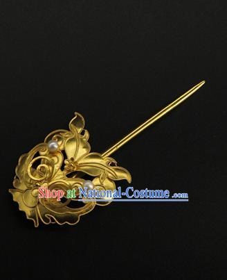 China Traditional Queen Hair Accessories Ancient Qing Dynasty Hair Stick Handmade Court Golden Bat Hairpin