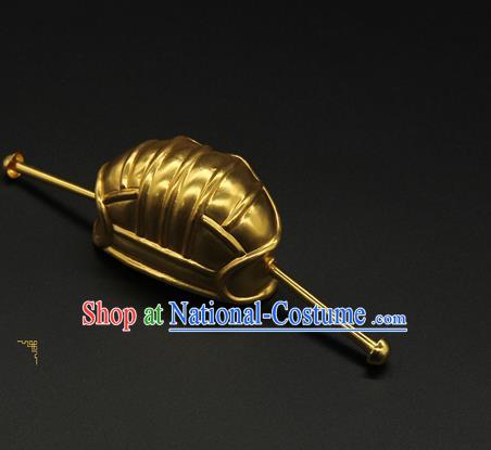 China Handmade Ming Dynasty Lord Hair Accessories Ancient Emperor Golden Hairpin Hairdo Crown