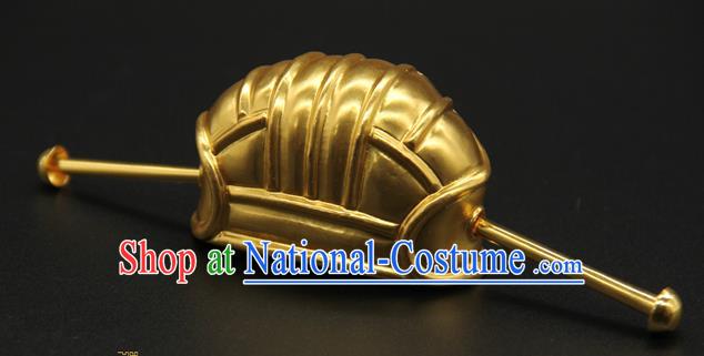 China Handmade Ming Dynasty Lord Hair Accessories Ancient Emperor Golden Hairpin Hairdo Crown