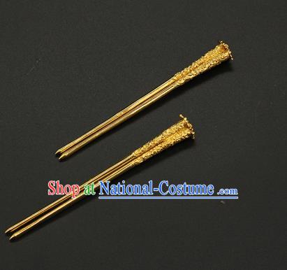 China Handmade Golden Hair Stick Ancient Court Queen Hairpin Traditional Tang Dynasty Hair Accessories