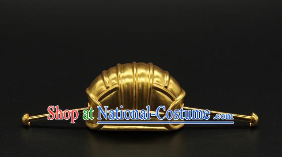 China Handmade Ming Dynasty Lord Hair Accessories Ancient Emperor Golden Hairpin Hairdo Crown