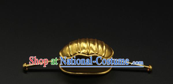 China Handmade Ming Dynasty Lord Hair Accessories Ancient Emperor Golden Hairpin Hairdo Crown