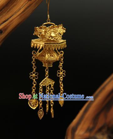 Handmade Chinese Ancient Hanfu Ear Jewelry Accessories Traditional Ming Dynasty Empress Golden Bonsai Earrings