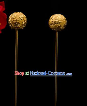 China Ancient Empress Golden Hairpin Traditional Song Dynasty Palace Hair Accessories Handmade Court Hair Stick