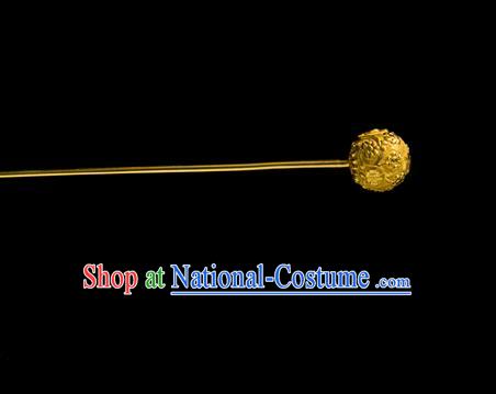 China Ancient Empress Golden Hairpin Traditional Song Dynasty Palace Hair Accessories Handmade Court Hair Stick