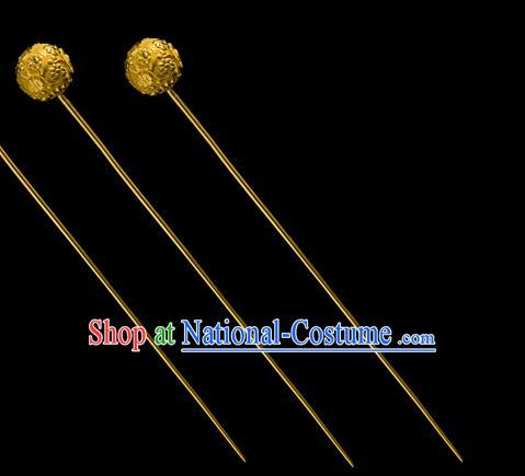 China Ancient Empress Golden Hairpin Traditional Song Dynasty Palace Hair Accessories Handmade Court Hair Stick