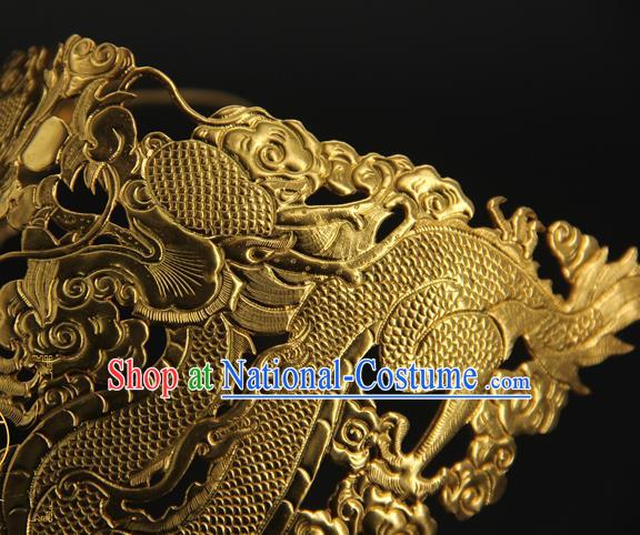 China Handmade Han Dynasty Swordsman Accessories Ancient Crown Prince Golden Face Mask