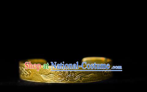 Handmade Chinese Ancient Empress Golden Bracelet Jewelry Traditional Song Dynasty Palace Bangle Accessories