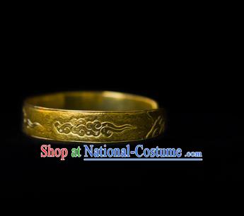 Handmade Chinese Ancient Empress Golden Bracelet Jewelry Traditional Song Dynasty Palace Bangle Accessories