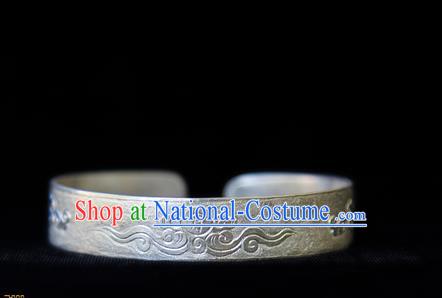 Handmade Chinese Traditional Song Dynasty Palace Bangle Accessories Ancient Empress Silver Bracelet Jewelry