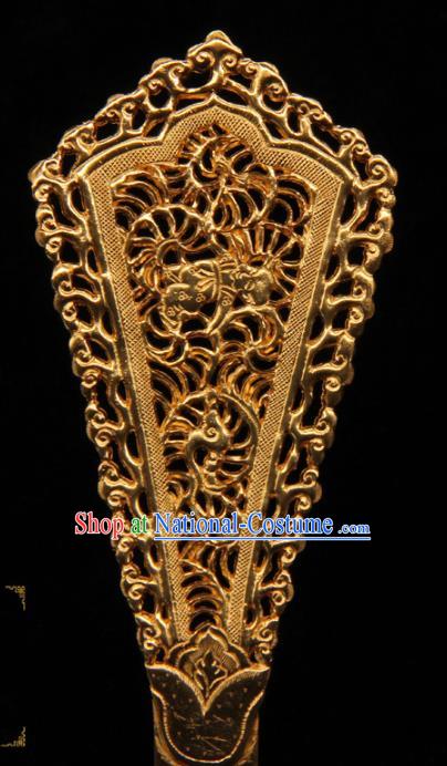 China Ancient Palace Hairpin Hanfu Golden Hair Stick Traditional Handmade Tang Dynasty Imperial Consort Hair Accessories