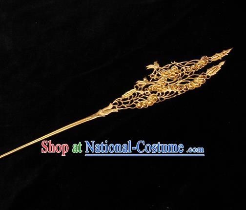 China Hanfu Golden Hair Stick Traditional Handmade Tang Dynasty Queen Hair Accessories Ancient Empress Hairpin