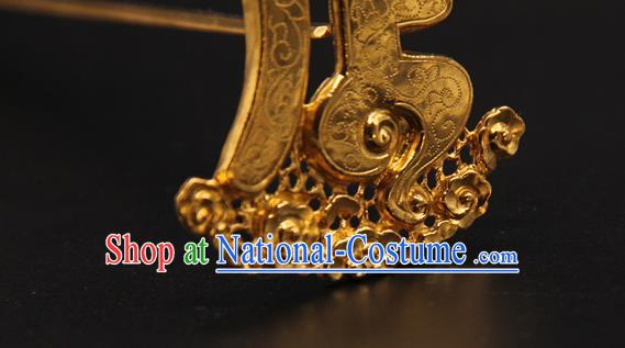 China Traditional Queen Hair Accessories Ancient Empress Hairpin Handmade Ming Dynasty Golden Hair Crown