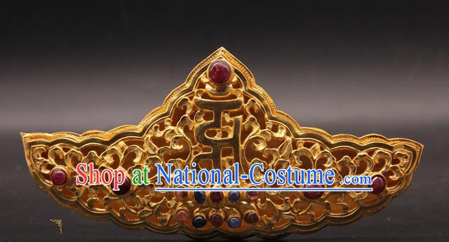 China Handmade Ming Dynasty Court Gems Hair Crown Traditional Wedding Hair Accessories Ancient Queen Golden Hairpin