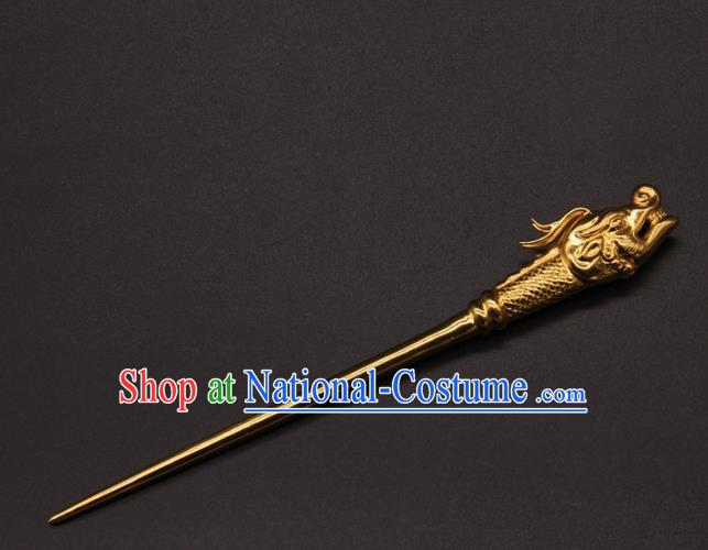 China Ancient Empress Golden Dragon Hair Stick Traditional Court Hair Accessories Handmade Song Dynasty Hairpin