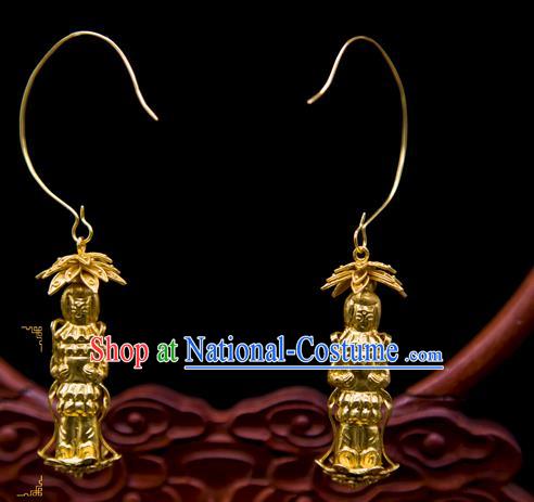 Handmade Chinese Traditional Ming Dynasty Palace Ear Accessories Ancient Empress Earrings Jewelry