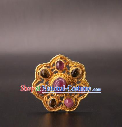 China Handmade Palace Hair Accessories Traditional Ming Dynasty Empress Gems Hairpin Ancient Hanfu Hair Stick