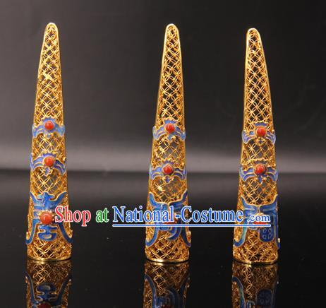 Handmade Chinese Traditional Court Jewelry Ancient Qing Dynasty Imperial Consort Accessories Blueing Nail Wrap