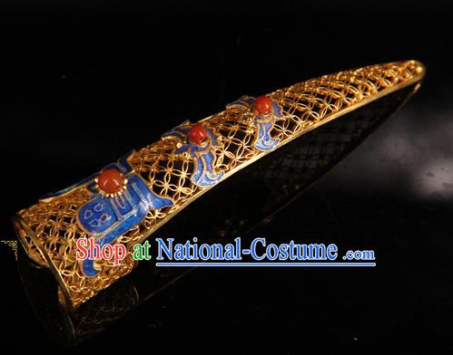 Handmade Chinese Traditional Court Jewelry Ancient Qing Dynasty Imperial Consort Accessories Blueing Nail Wrap