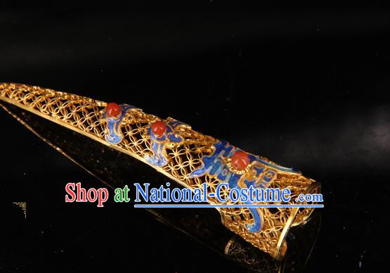 Handmade Chinese Traditional Court Jewelry Ancient Qing Dynasty Imperial Consort Accessories Blueing Nail Wrap