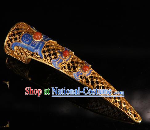 Handmade Chinese Traditional Court Jewelry Ancient Qing Dynasty Imperial Consort Accessories Blueing Nail Wrap