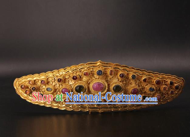 China Ancient Empress Hanfu Hairpin Handmade Palace Hair Accessories Traditional Ming Dynasty Gems Hair Crown