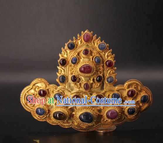 China Traditional Ming Dynasty Gems Hair Crown Ancient Empress Hanfu Hairpin Handmade Palace Hair Accessories