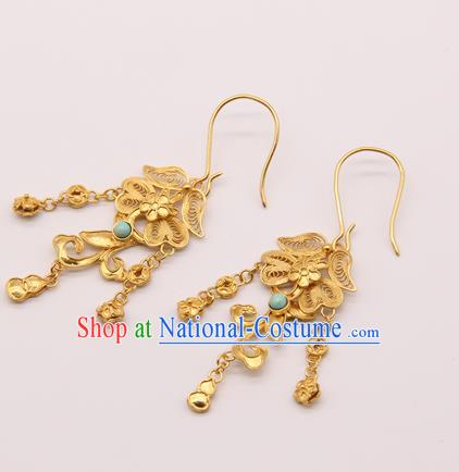 Handmade Chinese Traditional Qing Dynasty Palace Ear Accessories Ancient Imperial Consort Earrings Jewelry