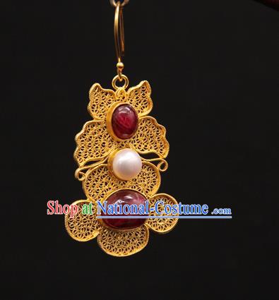 Handmade Chinese Traditional Ming Dynasty Palace Ear Accessories Ancient Imperial Consort Earrings Gems Jewelry